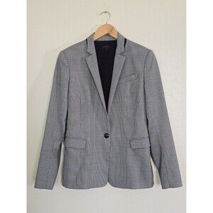 Theory Houndstooth Shrunken Blazer Womens Size 4 Office Work Career Black White